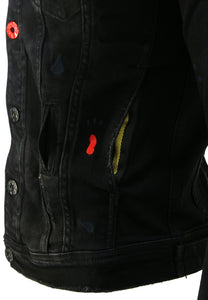 Men's Black Drip Premium Denim Jacket