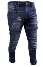 Load image into Gallery viewer, Men&#39;s Blue Flame 3D Skinny Jeans