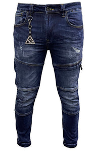 Men's Blue Flame 3D Skinny Jeans