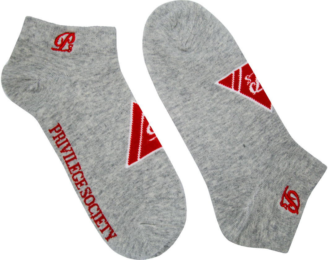 PS Triangle Ankle Socks - Grey/Red